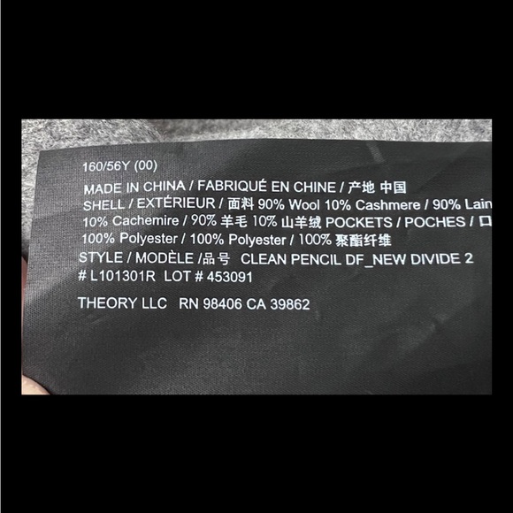 THEORY Mini Skirt New Divide Clean Pencil Wool Cashmere Gray New Money 00 - Picture 10 of 12